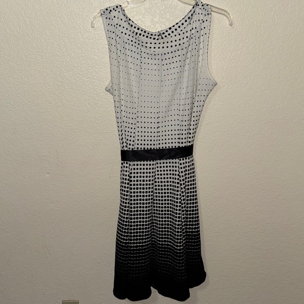 Haani Petite Black and White Dotted & Squares Midi Dress